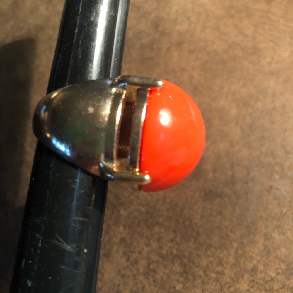 Bold Orange Lucite Dome Statement Ring - image 7